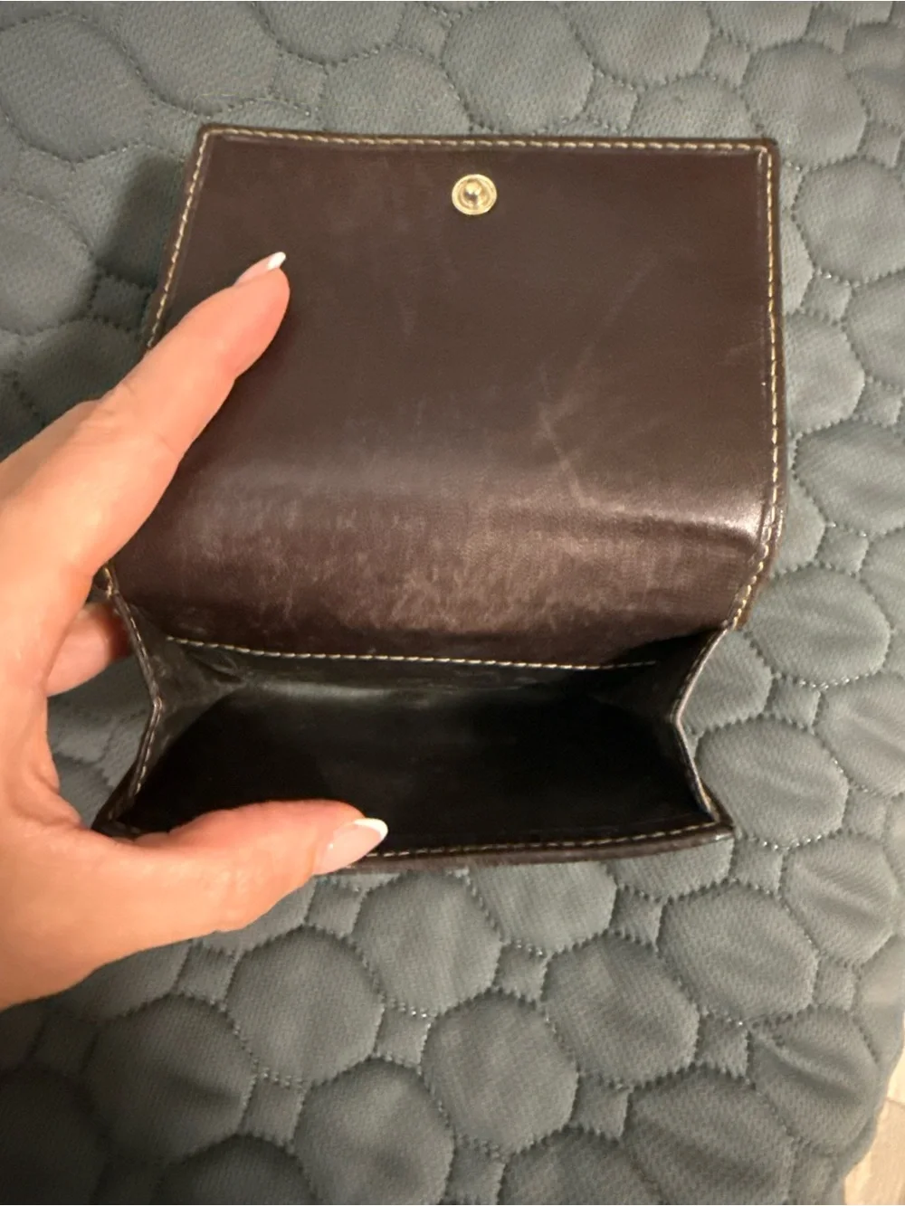 Gucci Tan Monogram Card Holder with Brown Leather Trim and Gold Logo